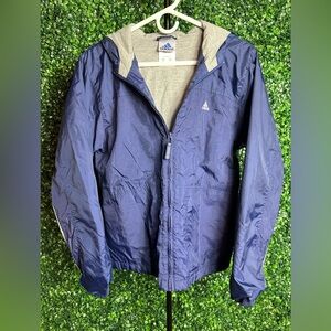 Vintage 90s Adidas Hooded Windbreaker Navy Lined Jacket
